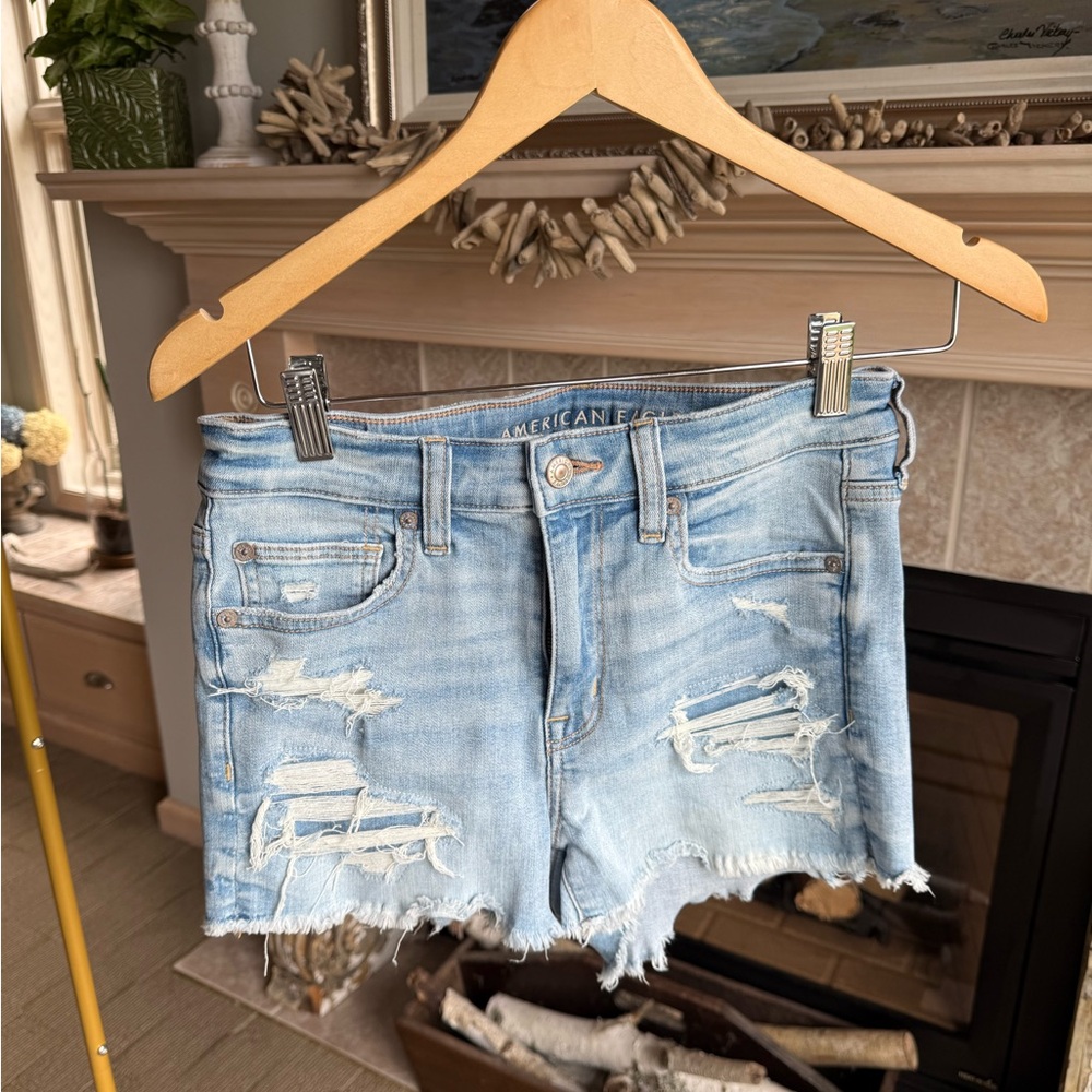 American Eagle Outfitters Blue Jean Shorts Distressed Style